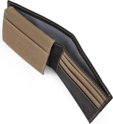 Miniatura 4 de Timberland Baseline - Cartera de lona de cuero para hombre con bolsillo abatible adjunto