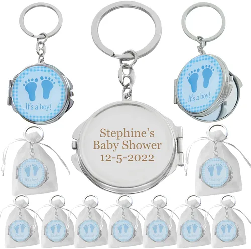 12 llaveros personalizados para baby shower con diseño de huella de bebé, regalo de grabado personalizado