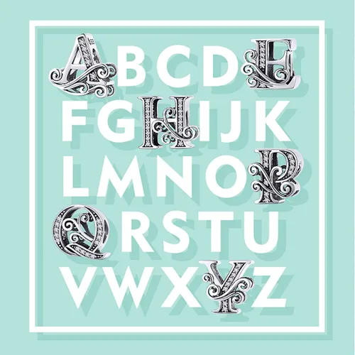 Miniatura 7 de Lorrifal Solid 925 Sterling Silver Letter Initial A-Z Charm Pandora European Bracelet Necklace Women Girl Jewelry Gift