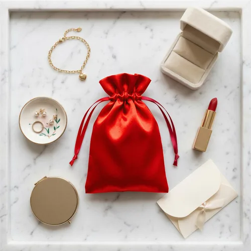 Miniatura 4 de Bolsas de regalo de satén rojo de 4 x 6 pulgadas, joyas, bolsas de cordón para regalos de boda para baby shower, Navidad, paquete de 50 Rojo - 4 x 6