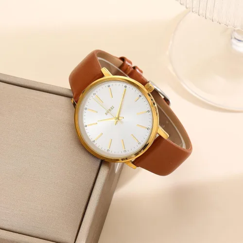 Miniatura 4 de BUREI Relojes de pulsera para mujer, a la moda, minimalista, analógico, de cuero, de cuarzo, impermeables, para mujer
