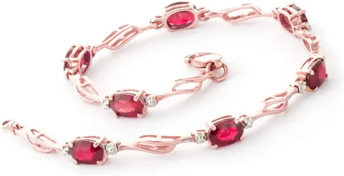 Miniatura 3 de Galaxy Gold GG Pulsera de tenis de oro rosa macizo de 14 quilates, diamante rubí de 4.21 quilates, Gema, Rubí