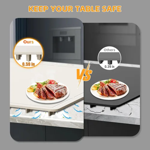 Miniatura 3 de Tapete de calentamiento de alimentos de 24 x 16 pulgadas, bandeja de calentamiento eléctrica con 6 niveles de temperatura ajustable, calentamiento