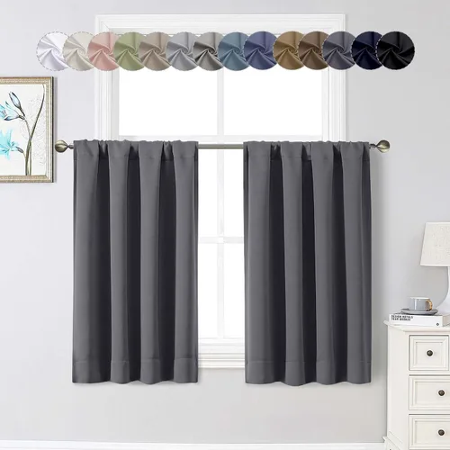 Miniatura 62 de Cortinas opacas para dormitorio, sala de estar, juego de 2 paneles de 54 pulgadas de largo, cortinas de oscurecimiento de habitación con aislamiento