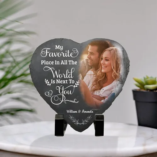 Miniatura 2 de Nazenti Foto personalizada: My Favorite Place in All The World is Next to You, piedras en forma de corazón, regalos de aniversario, día de San