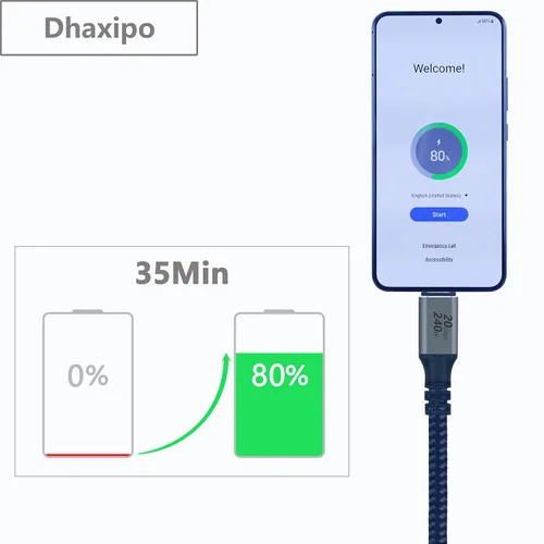 Miniatura 5 de Cable USB C 3.2 Gen 2, 6.6 pies 20 Gbps de transferencia de datos 4K de salida de video cable para monitor, carga rápida PD de 240 W para iPhone