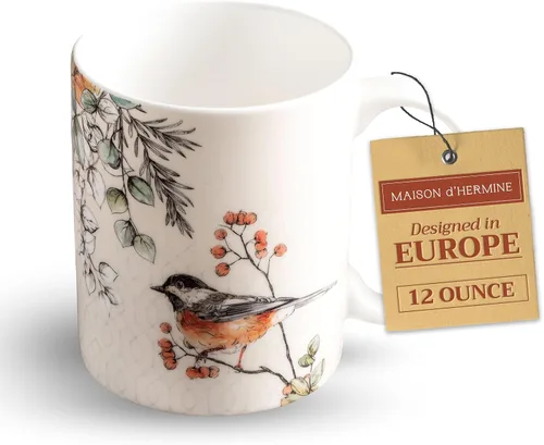Miniatura 28 de Maison d' Hermine Taza de café con asas, tazas de porcelana fina de hueso, paquete de dos tazas de té para bebidas calientes, capuchino, latte, 015