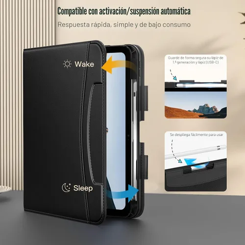 Miniatura 6 de MoKo Funda para iPad A16 de 11 pulgadas, funda para iPad de 11ª/10ª generación (2025/2022) con soporte para lápices y bolsillo, cubierta de soporte