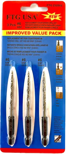 Miniatura 15 de FTG USA Juego de brocas avellanadoras cónicas – 16 piezas de repuesto para brocas avellanadoras #4 (7/64 pulgadas), #6 (9/64 pulgadas), #8