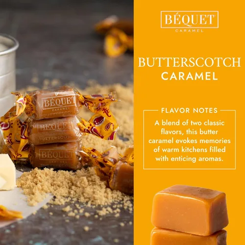 Miniatura 4 de Béquet Caramelo – Caramelo gourmet Butterscotch – Caramelo envuelto individualmente – Hecho en Montana – Kosher (Estrella D) y sin gluten – Bolsa