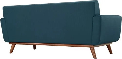 Miniatura 6 de Modway Engage - Sillón de una pieza tapizado con tela y sofá de dos piezas de estilo de mediados de siglo, Textil, Celeste