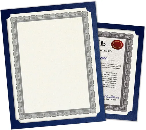 Miniatura 9 de Portatarjetas para certificados, color negro liso, juego de 10, 9-1/2" x 12" plegado con esquinas troqueladas en 80 lb