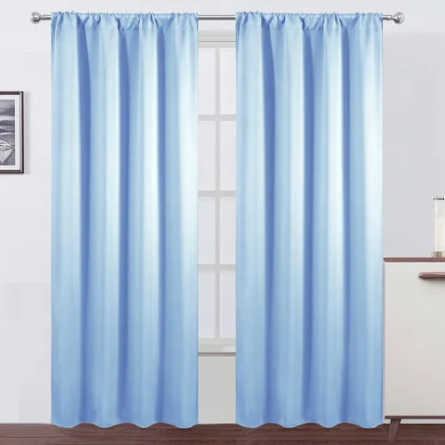 Miniatura 133 de LEMOMO Cortinas opacas negras para cocina, 42 x 45 pulgadas, juego de 2 paneles de cortinas opacas con bolsillo para cortinero para ventana pequeña