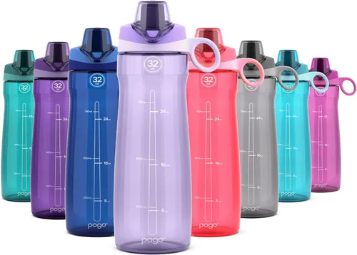 Miniatura 27 de Pogo Botella de agua de plástico sin bisfenol A con tapa con pico de 32 onzas, color azul atolón Azul (Blue Atoll)