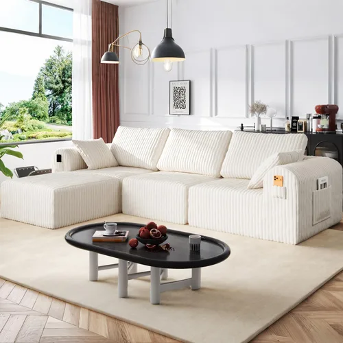 Miniatura 7 de Sofás modulares de pana otomana de 28.74 pulgadas para sala de estar, taburetes de sofá sin hueso, no requiere montaje, sofá profundo en una caja