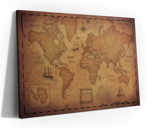 Tablero de Mapa del Mundo con Pasadores de Empuje - Con Pasadores de Empuje para Marcar Viajes del Mundo - Hecho a Mano en Ohio, EE. UU. - Diseño:
