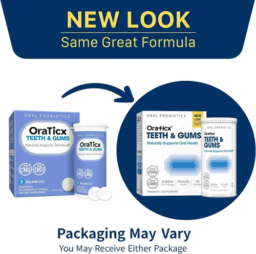 Miniatura 2 de OraTicx - Probióticos orales para dientes y encías, sabor a uva, 30 unidades, 1 paquete Clinically Studied Probiotic, Supports Teeth & Gums at