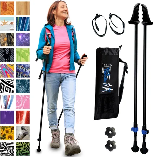 York Nordic Motivator - Bastones de caminata para equilibrio y rehabilitación - Agarres de estabilidad patentados - Ligeros, ajustables y plegables