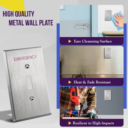 Miniatura 87 de ENERLITES Placa de Pared Metálica para Interruptor de Luz de Palanca, Acero Inoxidable 201, Resistente a la Corrosión, Tamaño Estándar 1-Gang 4.50