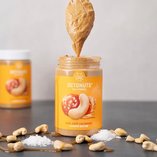 Miniatura 7 de Octonuts Mantequilla de anacardos con sal marina tostada y caramelo 16oz - Mantequilla de frutos secos pura y cremosa - Alimentos deliciosos - Sin