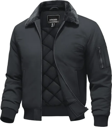 Miniatura 7 de TACVASEN Chaqueta bomber para hombre, chaqueta acolchada de invierno, repelente al agua, resistente al viento, chaqueta acolchada gruesa y cálida