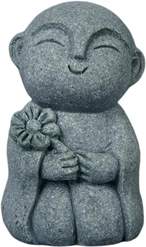 Miniatura 13 de livelyfish Estatua de monje rezante de Bosatsu de Bosatsu japonés de Buda Bosatsu Feng Shui, piedra arenisca feliz/sonriente en miniatura, adorno