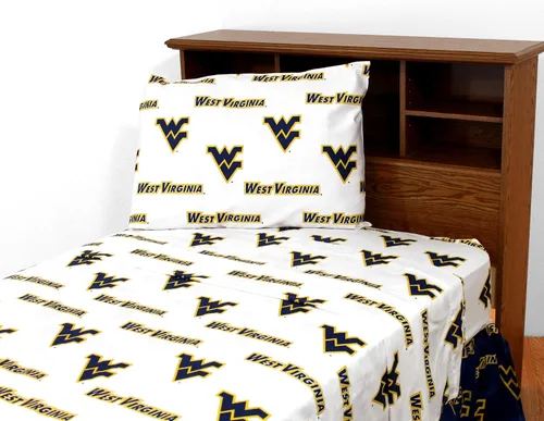 Miniatura 8 de College Covers Everything Comfy West Virginia Mountaineers - Juego de sábanas de 3 piezas, tamaño individual, fondo del color del equipo, 1 sábana