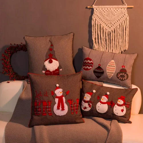 Miniatura 7 de KINGROSE Funda de almohada decorativa con apliques de nieve navideña, funda de almohada cuadrada para sofá, cama, sala de estar, sofá, silla