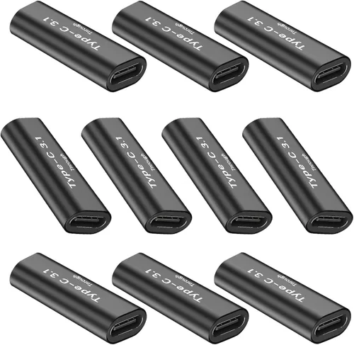 Miniatura 8 de Pastall Paquete de 5 adaptadores USB C hembra a hembra. Extensor Usbc. Acoplador USBC soporta transferencia de datos de hasta 10 Gbps y carga rápida