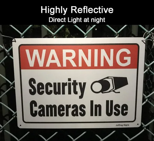 Miniatura 7 de Joffreg Señal de advertencia de cámaras de seguridad en uso, 14 x 10 pulgadas, aluminio reflectante, impresión UV, resistente a la intemperie