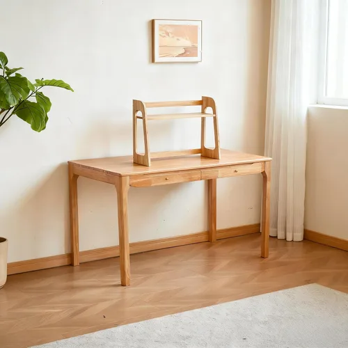 Miniatura 5 de Escritorio de madera maciza de 40"x24" con cajones, escritorio de escritura de madera para espacios pequeños, escritorios de oficina en casa
