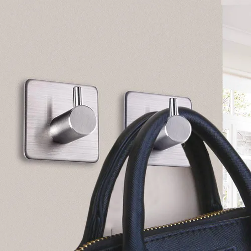 Miniatura 8 de Fotosnow Ganchos adhesivos para toallas, ganchos de pared resistentes al agua, de acero inoxidable para colgar abrigos, sombreros, toallas, colgador