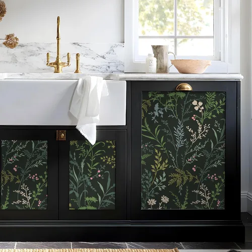 Miniatura 5 de Erfoni Papel Tapiz Despegar y Pegar de Hoja Oscura de 16.9''x118'' Boho Removible Papel Tapiz Floral de Hoja Autoadhesivo Adhesivo para Pared Papel