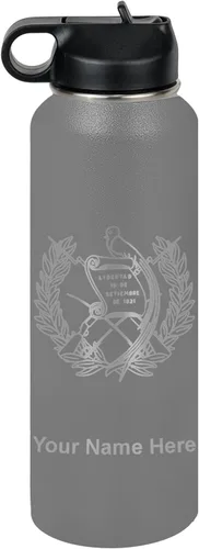 Miniatura 32 de LaserGram Botella de agua personalizada, bandera de Guatemala, acero inoxidable de doble pared aislada al vacío con popote superior, regalo grabado
