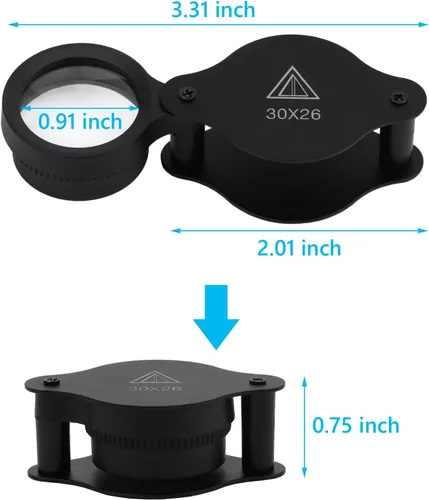 Miniatura 2 de Lupa de cristal de lupa 30X lupa plegable bolsillo lupa para pasatiempos manualidades hogar trabajo joyería detección identificación