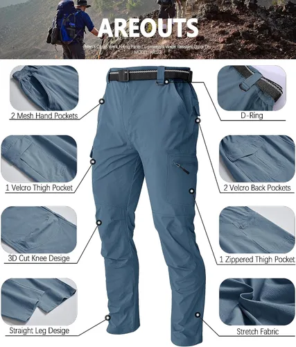 Miniatura 45 de Pantalones de senderismo para hombre, ligeros, resistentes al agua, de secado rápido, pesca, viajes, campamento, al aire libre, transpirables