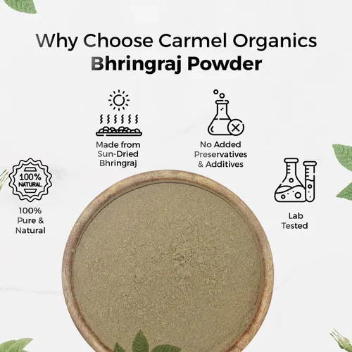 Miniatura 4 de CARMEL ORGANICS Bhringraj Polvo de 8 onzas 100% puro y natural Promueve el crecimiento y la fuerza del cabello Suplemento de hierbas