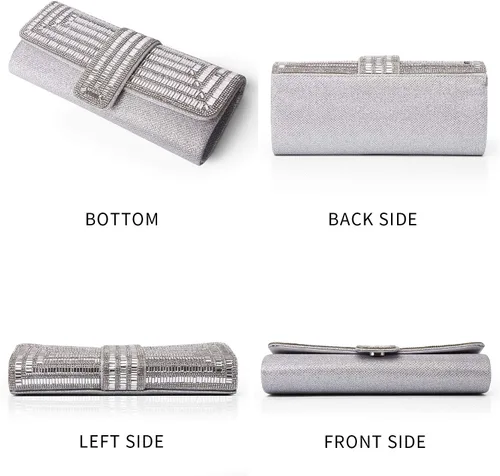 Miniatura 14 de Labair Bolso de noche y embragues para mujer, bolso de mano brillante con diamantes de imitación, bolso formal para fiesta de boda.
