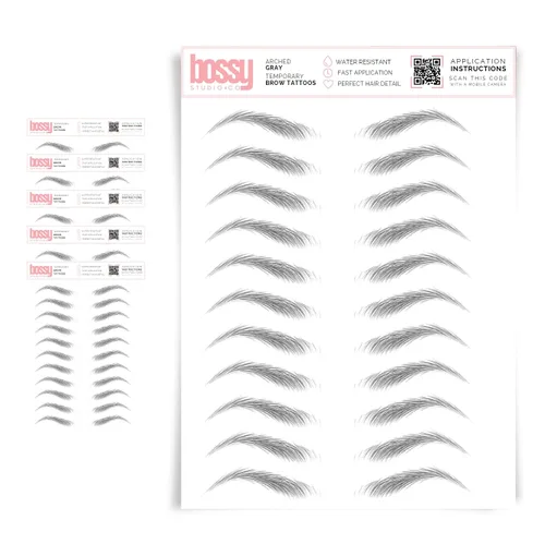 Miniatura 53 de 5 paquetes de tatuajes temporales para cejas, adhesivos impermeables para cejas, tatuajes falsos para el cabello tipo pelar de transferencia