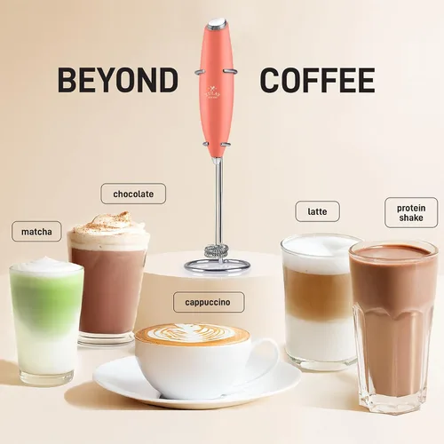 Miniatura 394 de Zulay Milk Boss Espumador de leche potente manual, hace espuma para latte, batidor para mezclar bebidas, café, miniespumador para capuchino, frappé