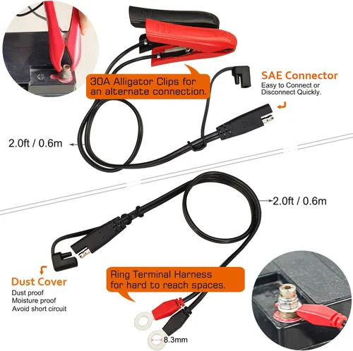 Miniatura 9 de Suuwer Cargador de batería inteligente de 1.25 A, cargador de goteo de 6 V 12 V Mantenedor automático con cable de 12 pies