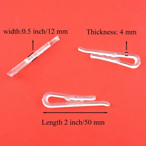 Miniatura 2 de HAHIYO 2 pulgadas/1.969 in 120 piezas de plástico transparente en forma de U pinzas de cocodrilo pinzas para ropa camisa clips plegables con dientes
