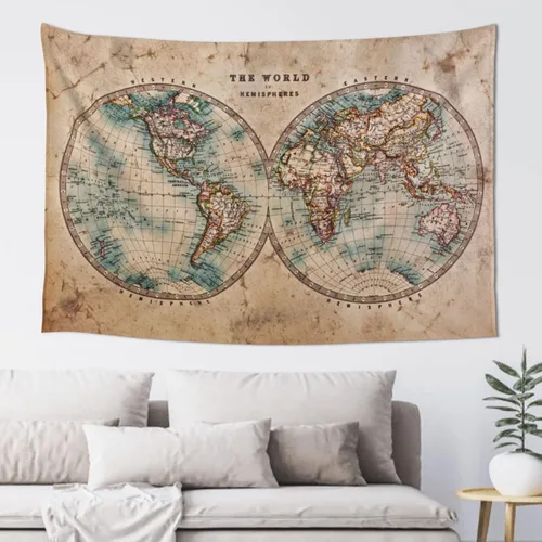 Miniatura 12 de MOUNDHONG Tapiz negro retro con mapa del mundo para colgar en la pared, tapiz de arte retro para pared, tapices de pared grandes para dormitorio