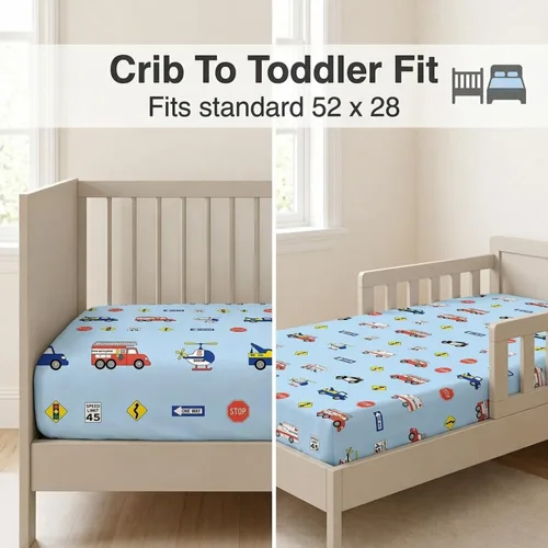 Miniatura 3 de EVERYDAY KIDS Juego de 2 sábanas bajeras ajustadas para cuna de niño, 100% microfibra suave transpirable, sábana para bebé, se adapta al colchón