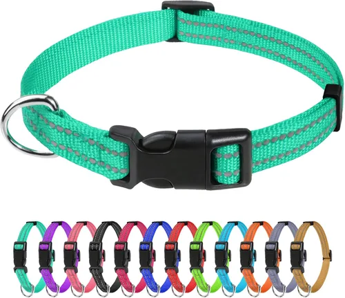 Miniatura 45 de TagME Collares de nailon reflectantes para perros, collar ajustable clásico para mascotas con hebilla de liberación rápida para perros pequeños