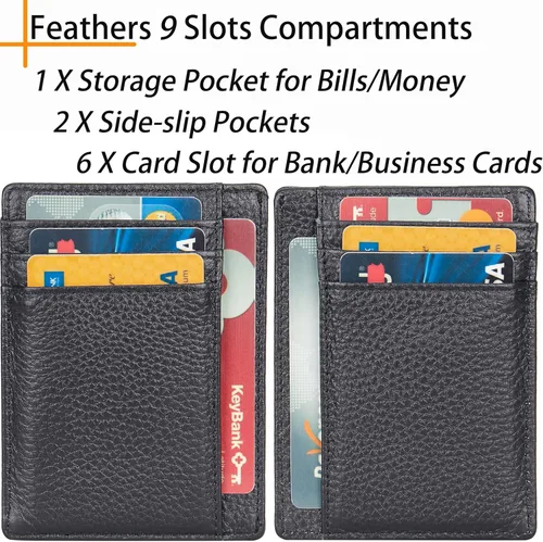 Miniatura 6 de LinsCraft Pequeñas carteras de bolsillo con bloqueo RFID para hombres y mujeres