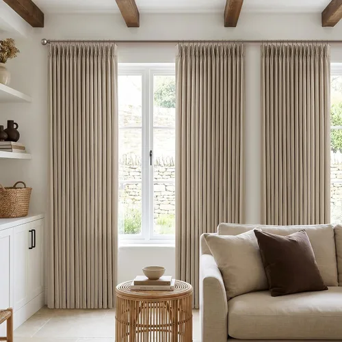 Miniatura 90 de TWODRAPES Cortinas de Lino Plisadas con Pinza Beige Blancas de 54 Pulgadas de Largo 2 Paneles para Comedor Cocina Dormitorio Plisadas Semi