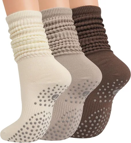 Calcetines de pilates de agarre para mujer, calcetines de yoga con agarre para barre entrenamiento, hospital, calcetines largos