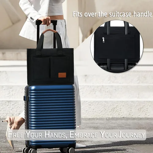 Miniatura 7 de Bolso grande de lona con compartimentos y cremallera para mujer de KKXIU, bolso cruzado, de trabajo, bíblico, de mensajero con bolsillos