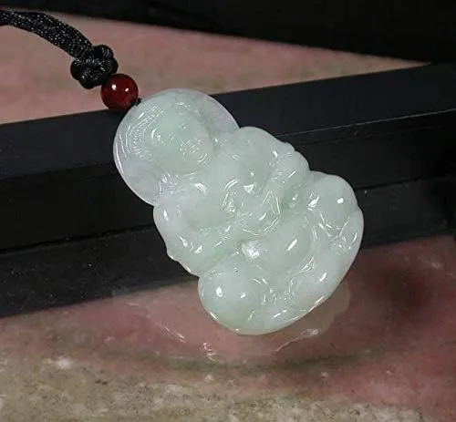 Miniatura 5 de gojade Colgante de jadeíta de jade A 100% natural certificado verde Guanyin Kwan Yin Lotus Flower Necklace 397729 GS